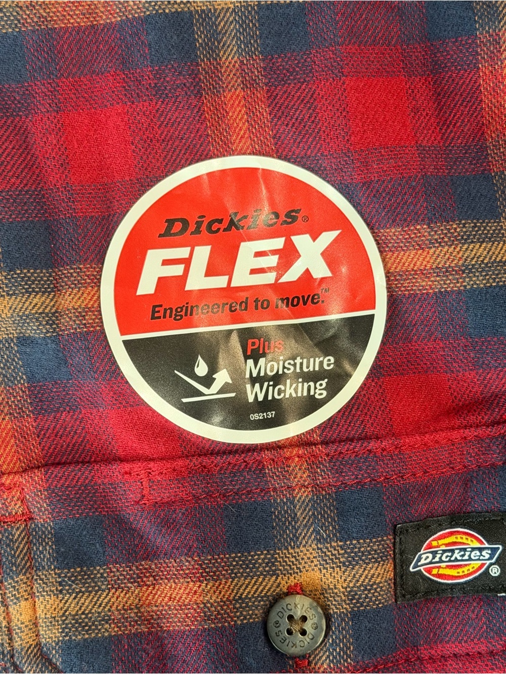 Dickies Flex Flannel Shirt Red Blue Plaid Relaxed Fit nwt XL - Picture 4 of 7